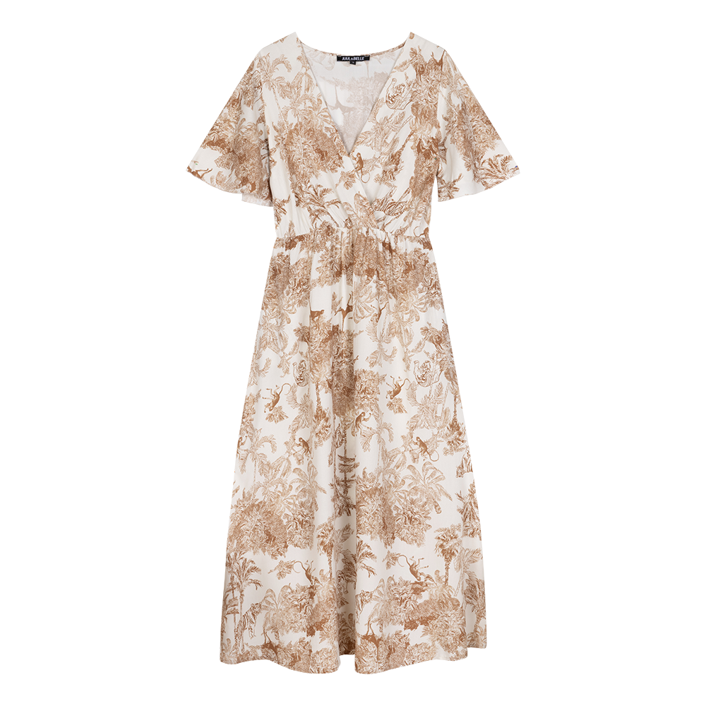 Dress Hailey Jungle print | Off White / Tabacco