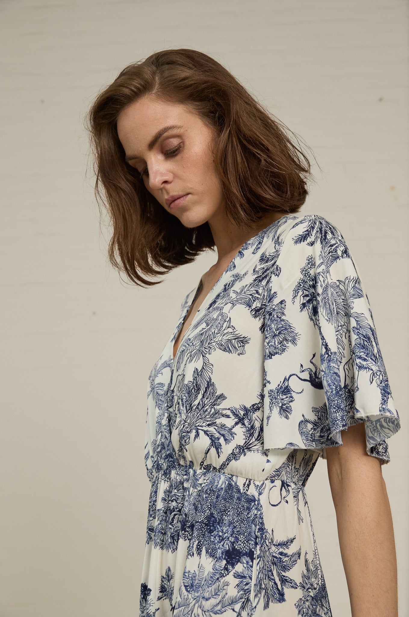 Dress Hailey Jungle print | Off White / Navy