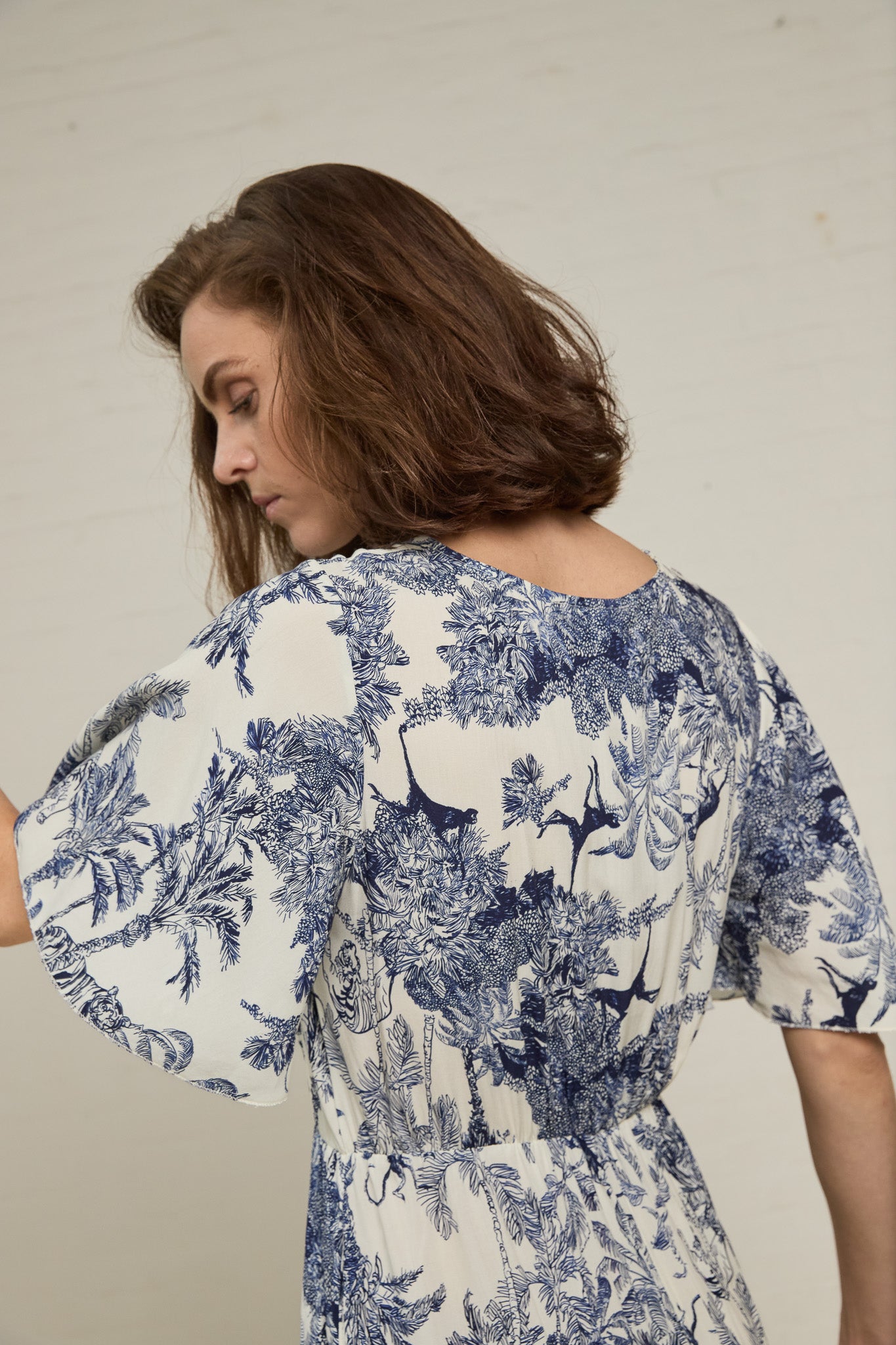 Dress Hailey Jungle print | Off White / Navy