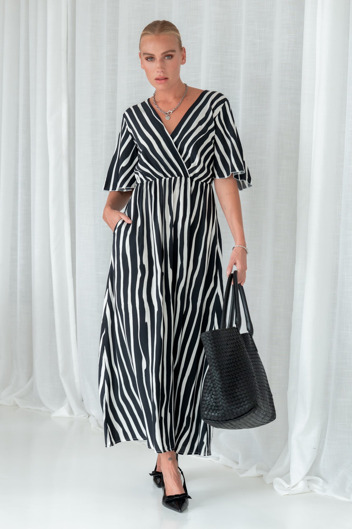 Dress Hailey stripe | Off White / Navy
