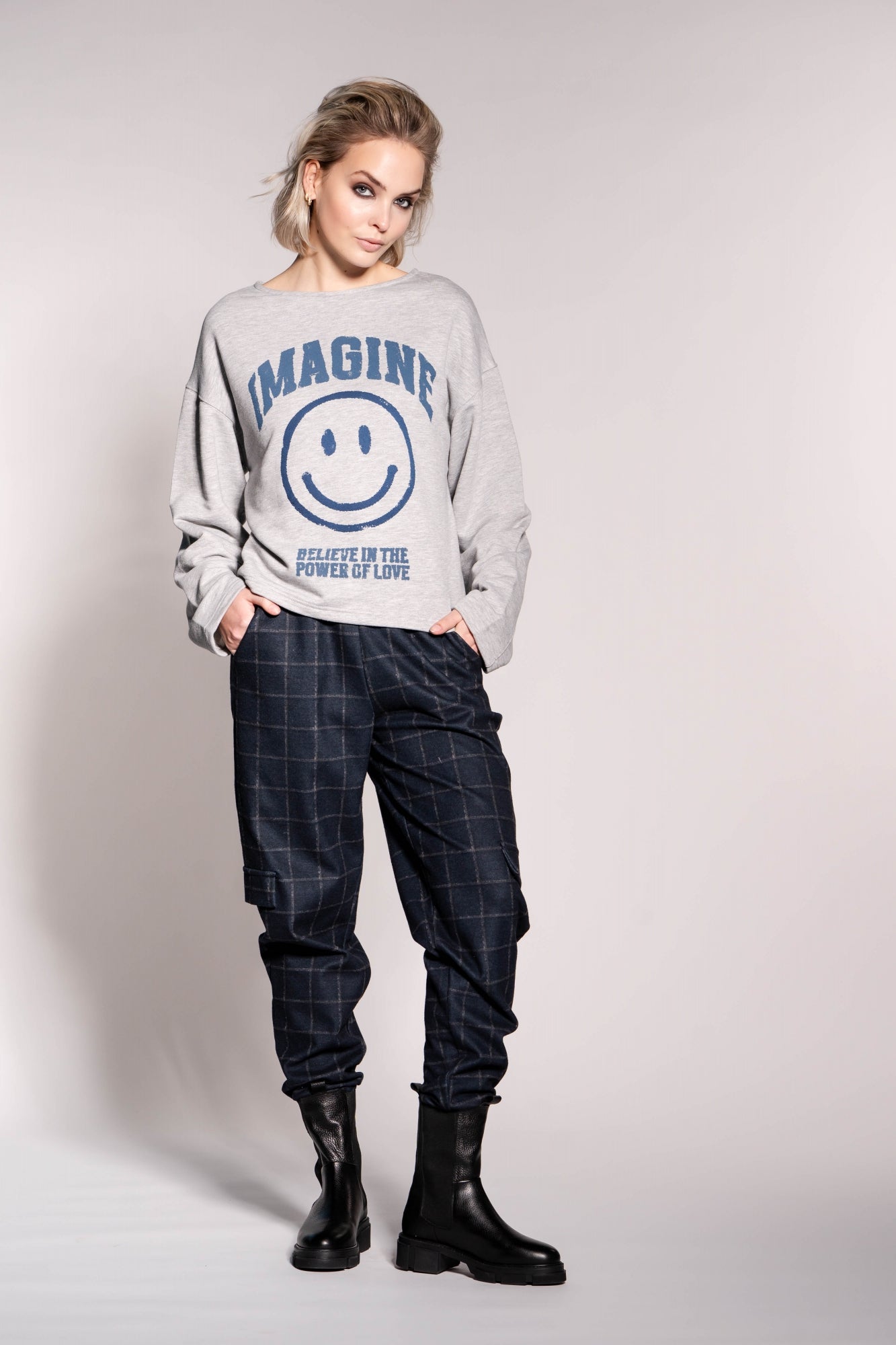 Pants robin check | Navy
