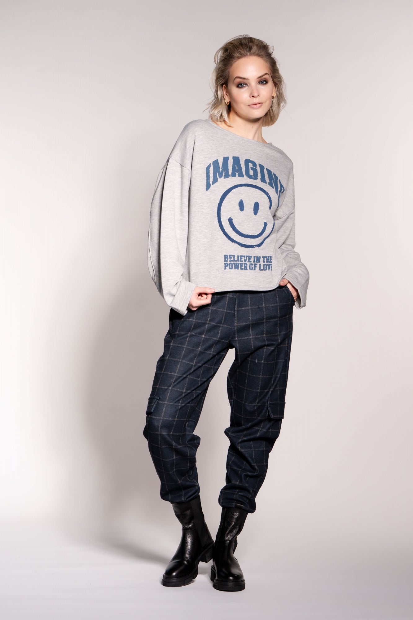 Pants robin check | Navy