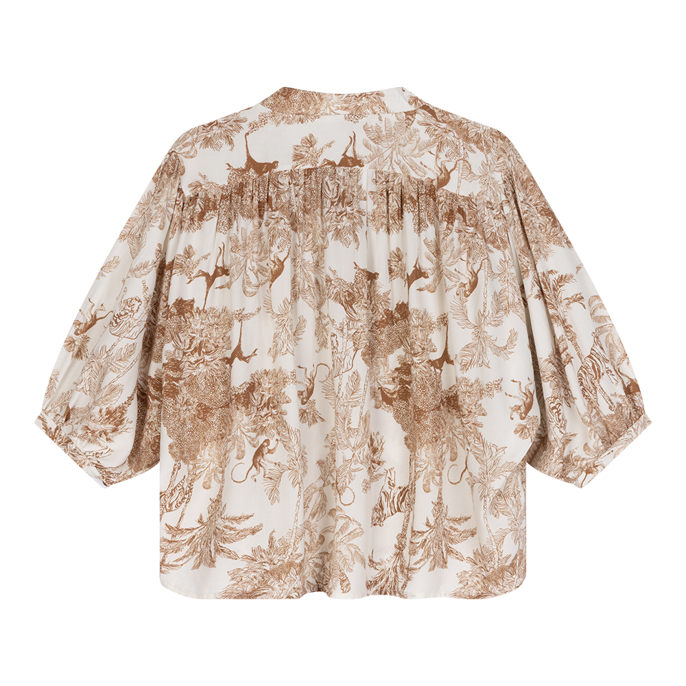 Blouse Bambi Jungle print | Off White / Tabacco