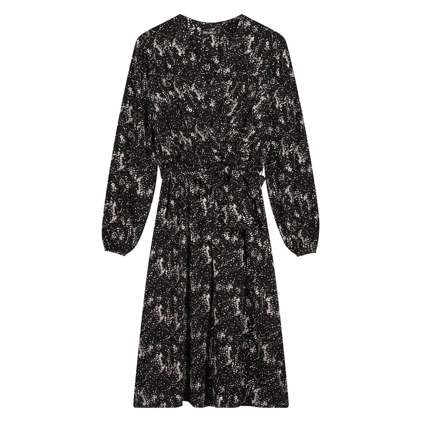 Dress Wrap print | Black - Beige - Taupe