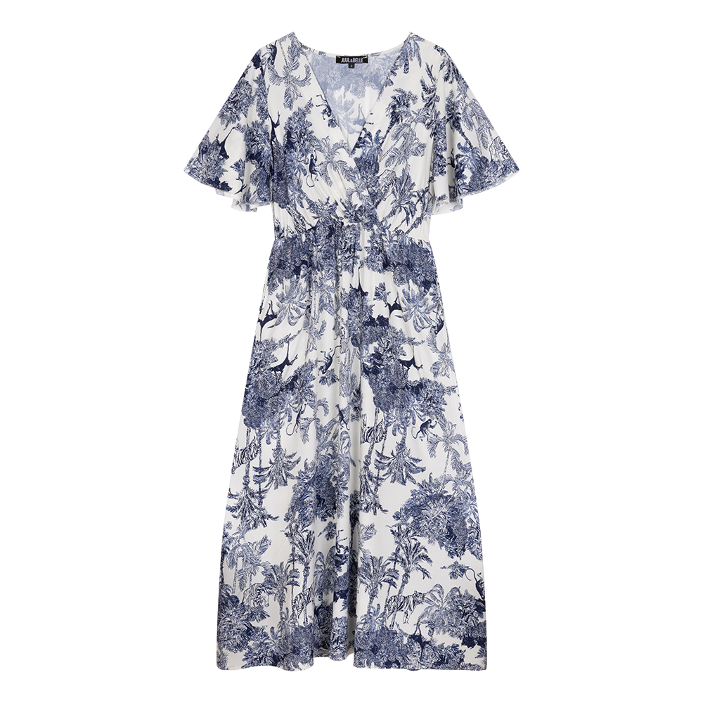 Dress Hailey Jungle print | Off White / Navy