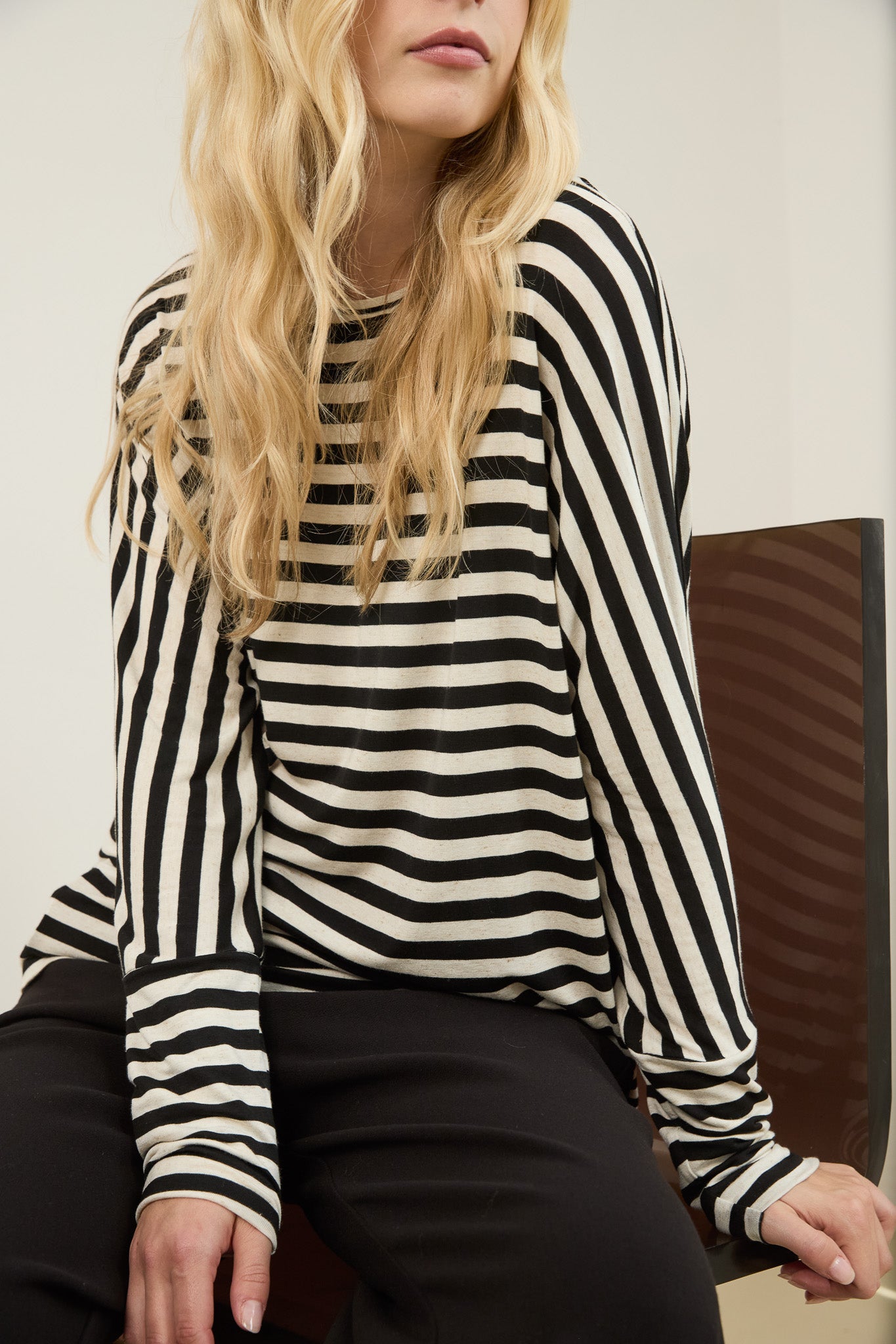 Top Lisa | Schwarz / Ecru