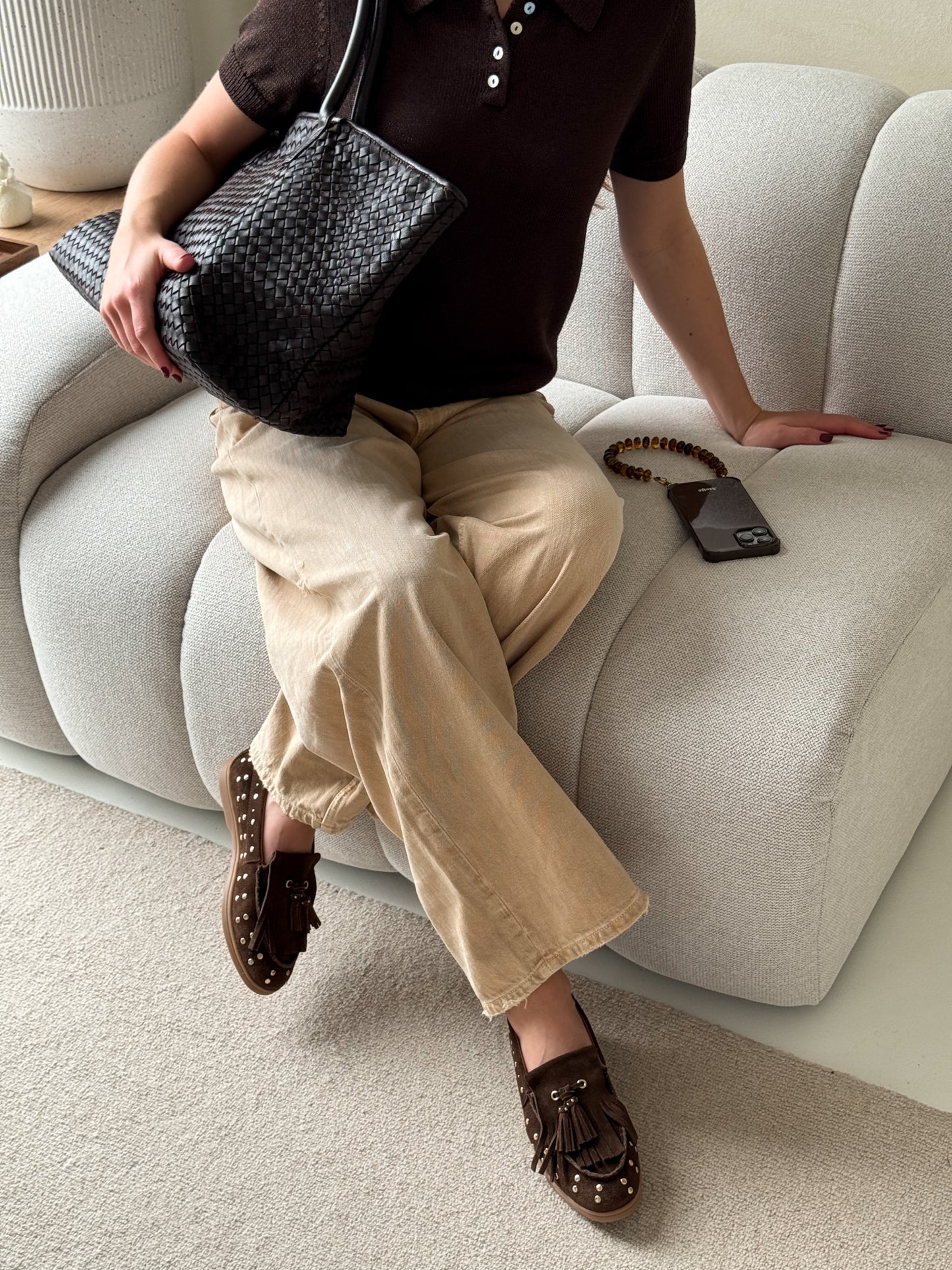 Mocassin  studs | Soft Brown