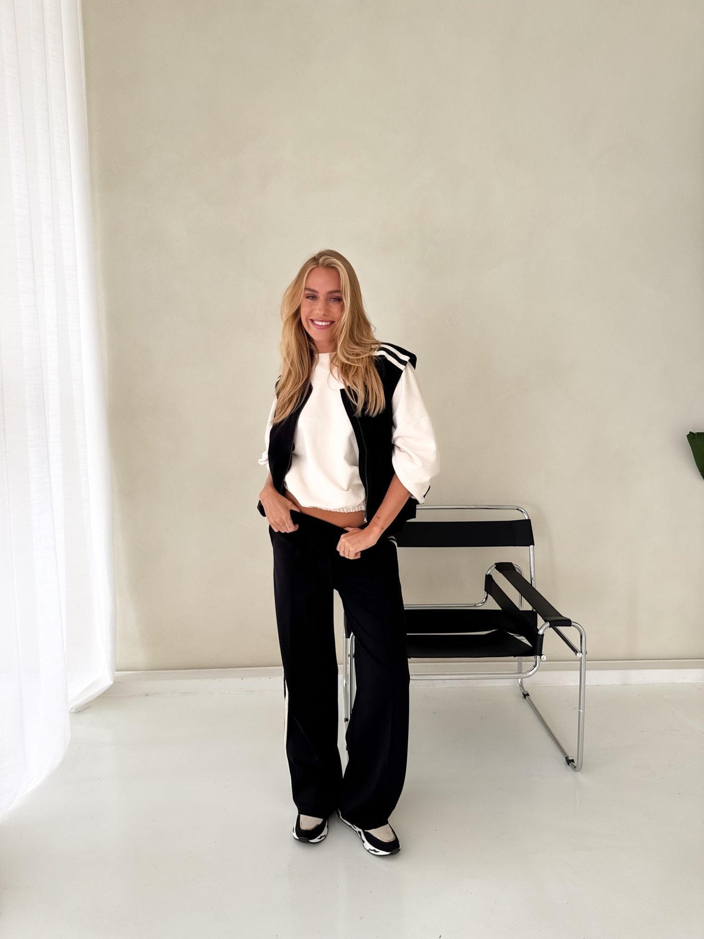Weste Nina | Schwarz/Ecru