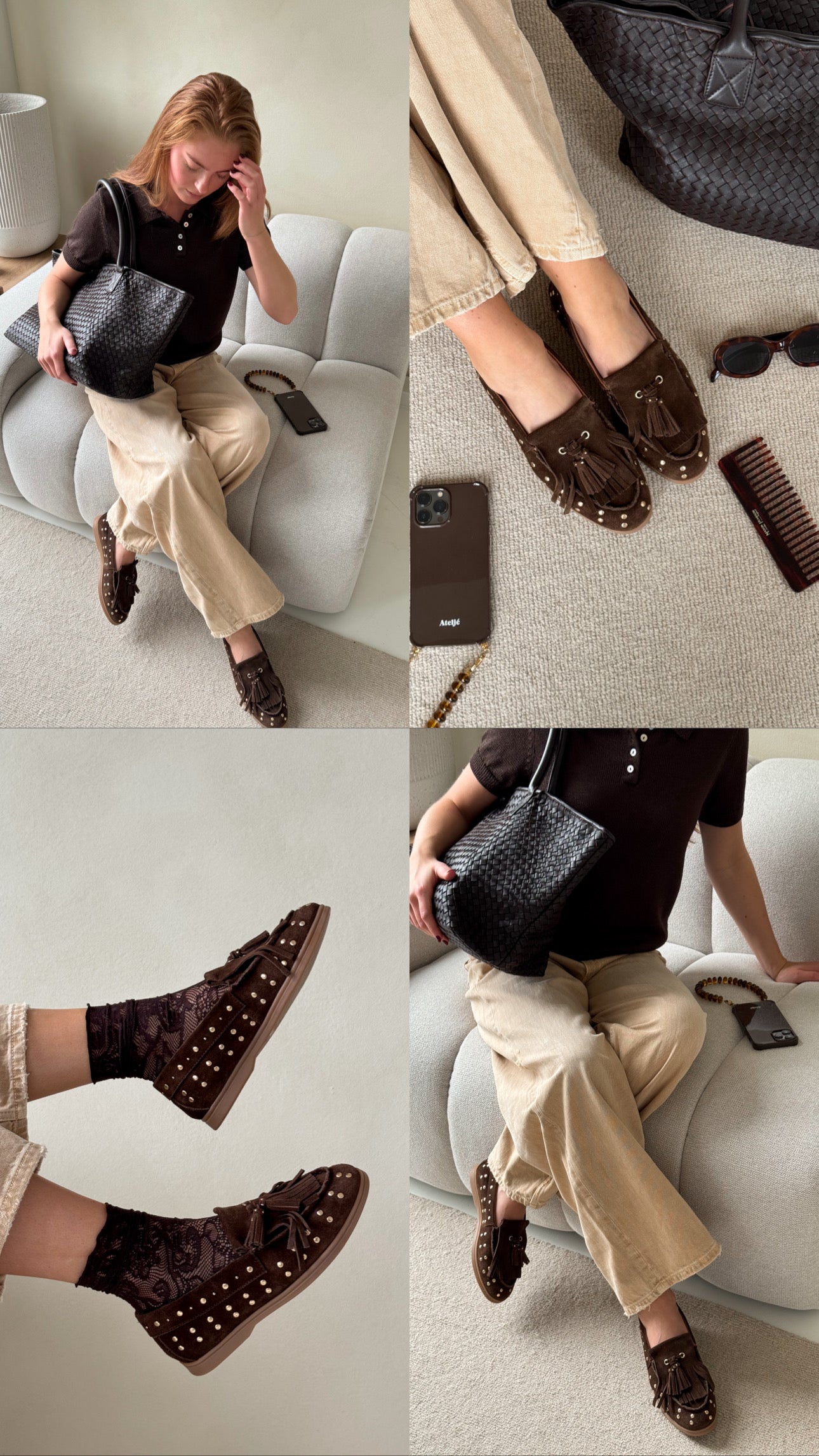 Mocassin  studs | Soft Brown