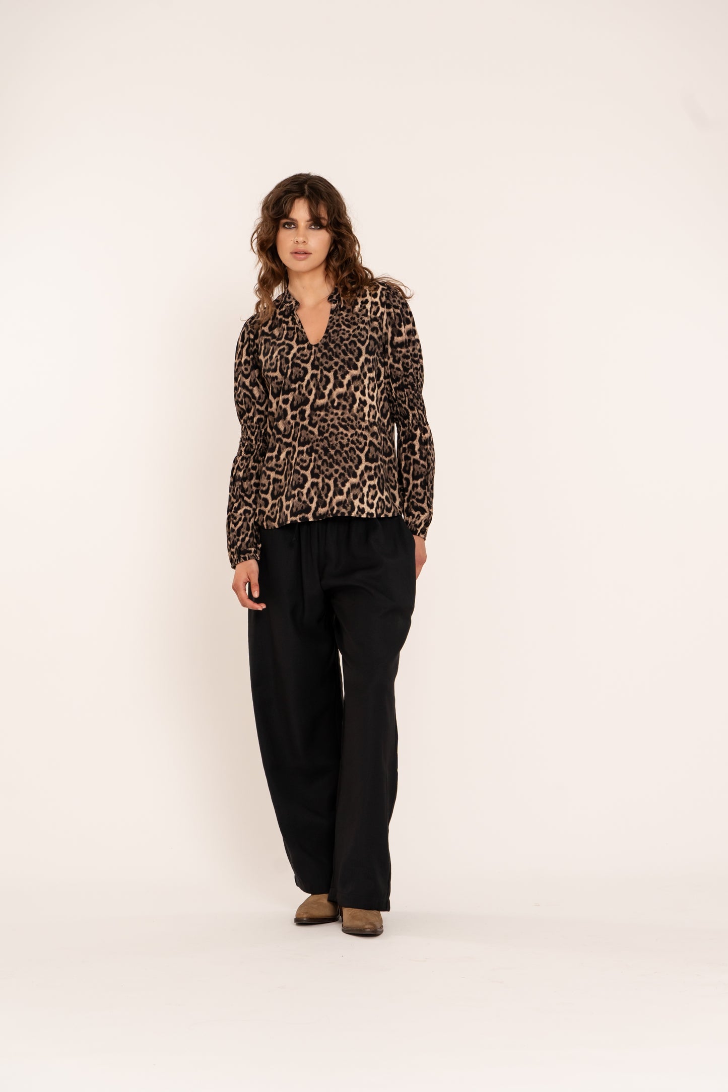 Blouse Zola | Black / Taupe