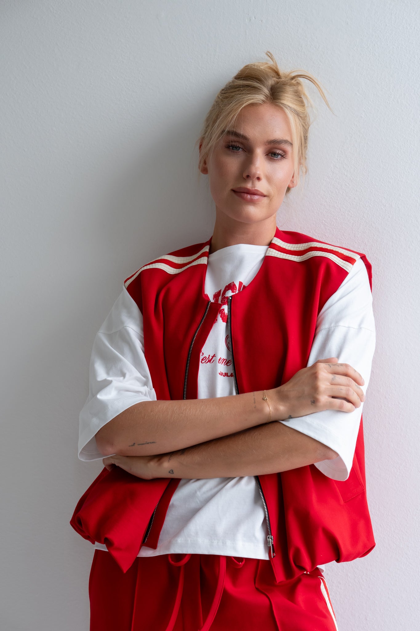 Body warmer Nina | Red / Ecru