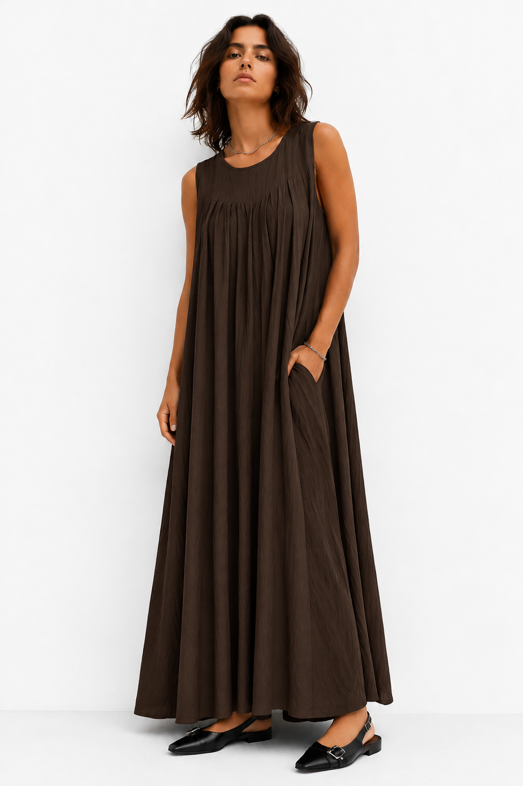Luna pleat dress | D.brown