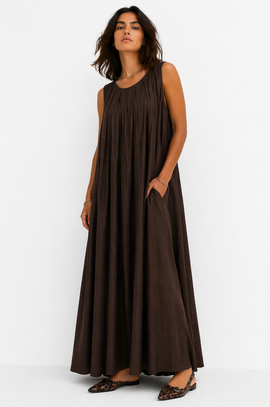 Luna pleat dress | D.brown