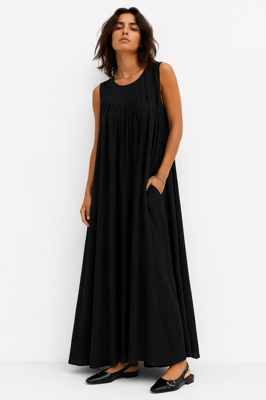 Luna pleat dress | Black