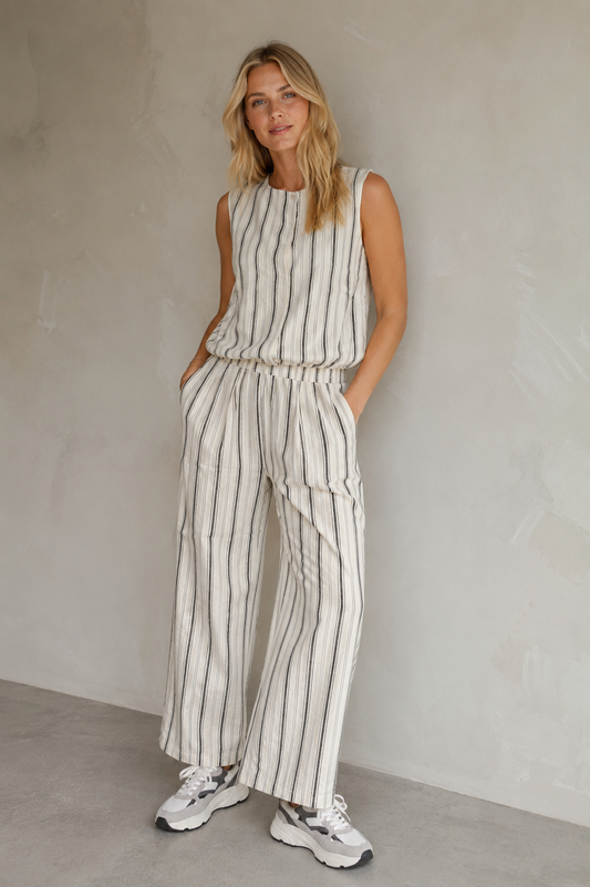 Pants Mila | Ecru / Grey