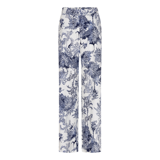 Pants Poppy Jungle print | Off White / Navy